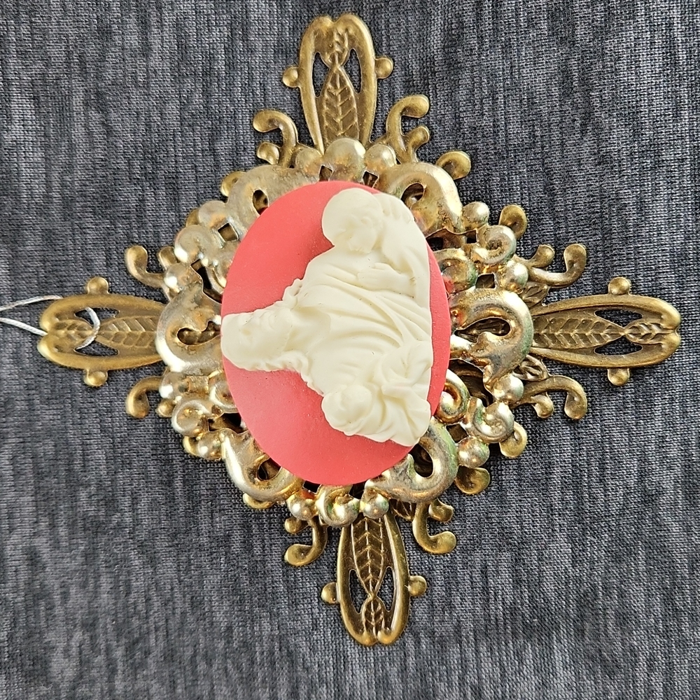 HANDMADE Jesus w children cameo Christian Christmas ornament on metal NEW